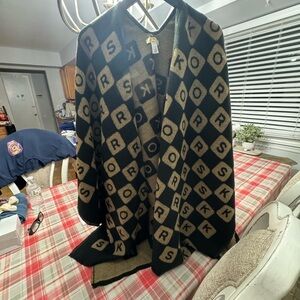 Michael Kors Black and Gold Logo Poncho